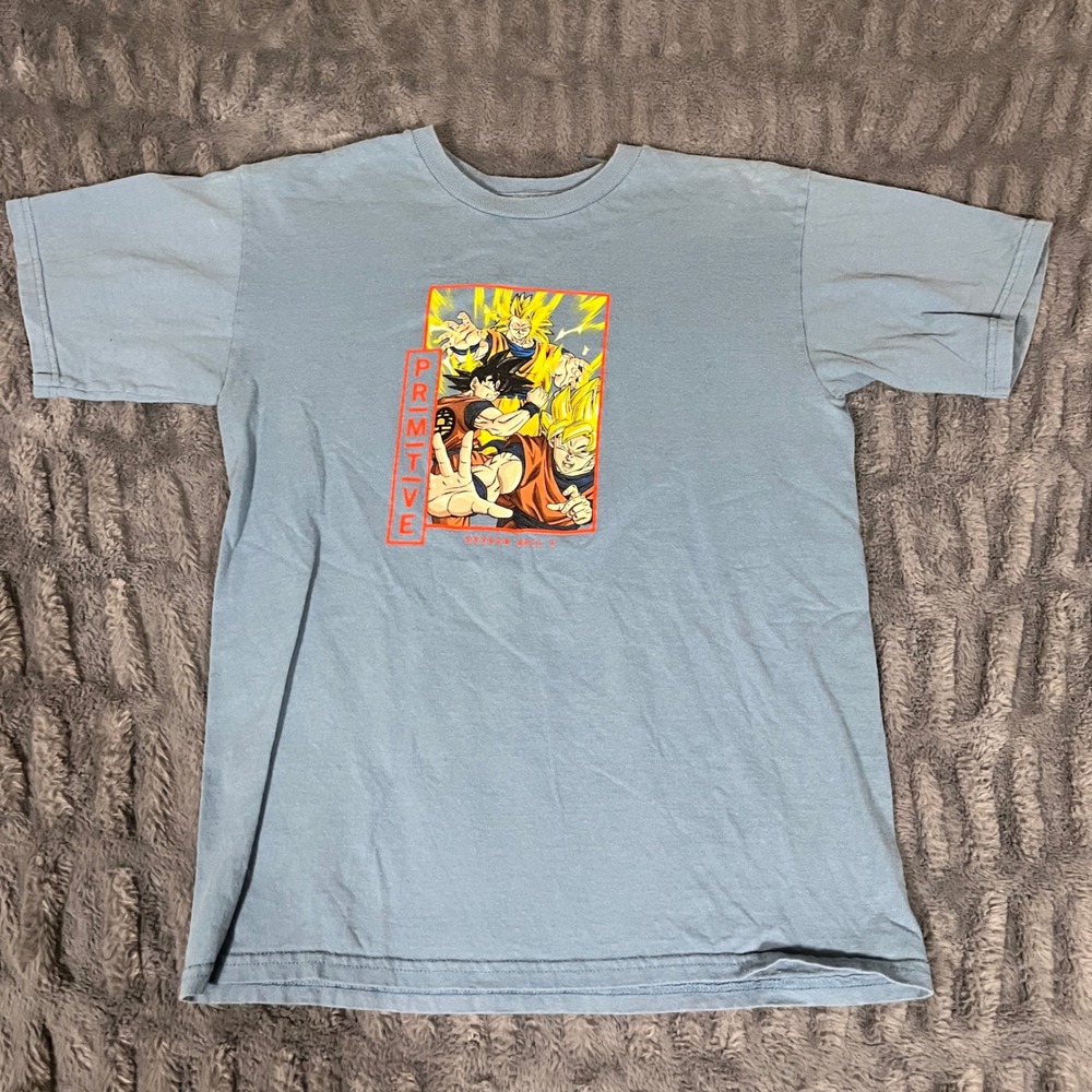 Primitive Dragon Ball Z Anime Graphic T Shirt Light Blue Mens Size S